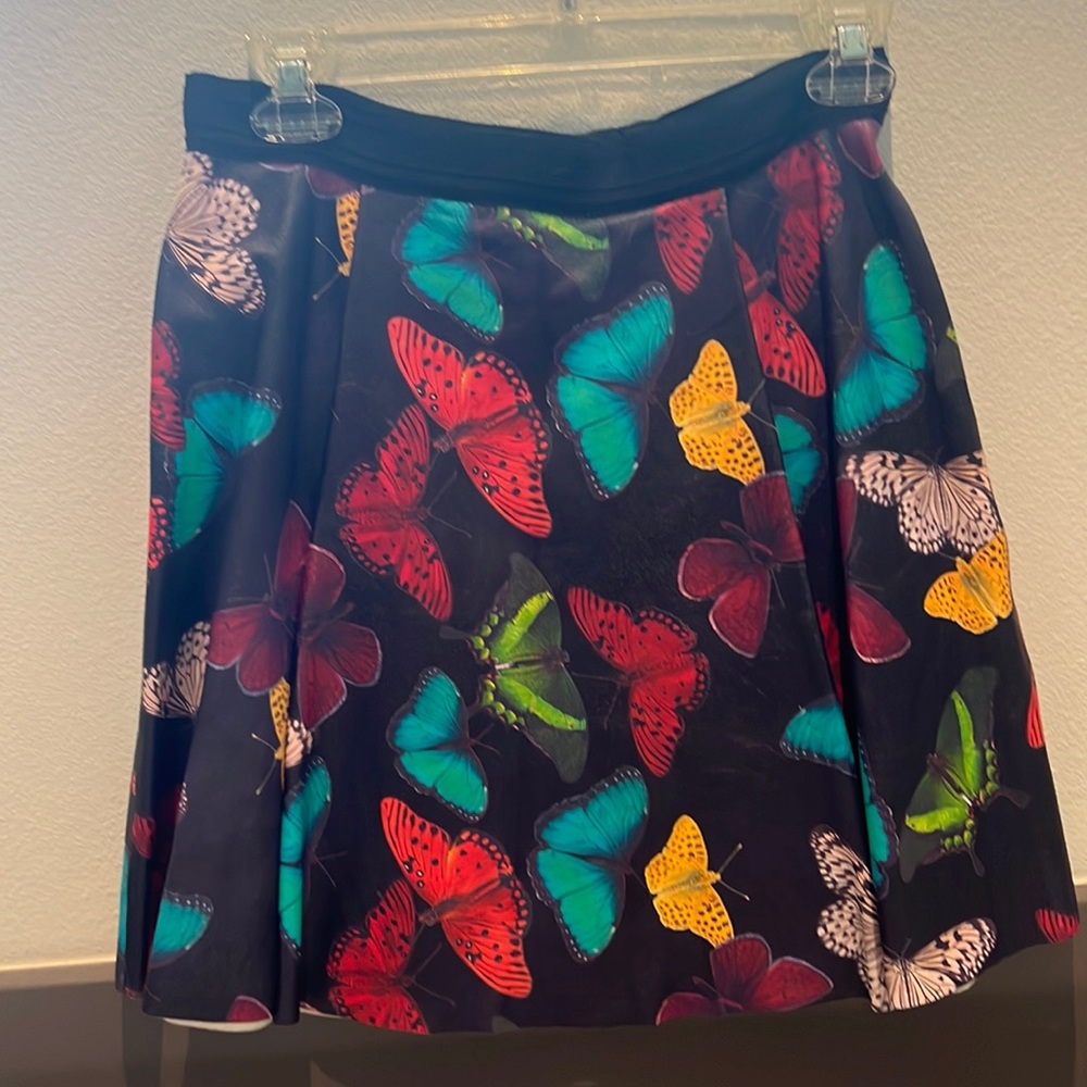 Alice and Olivia butterfly leather skirt